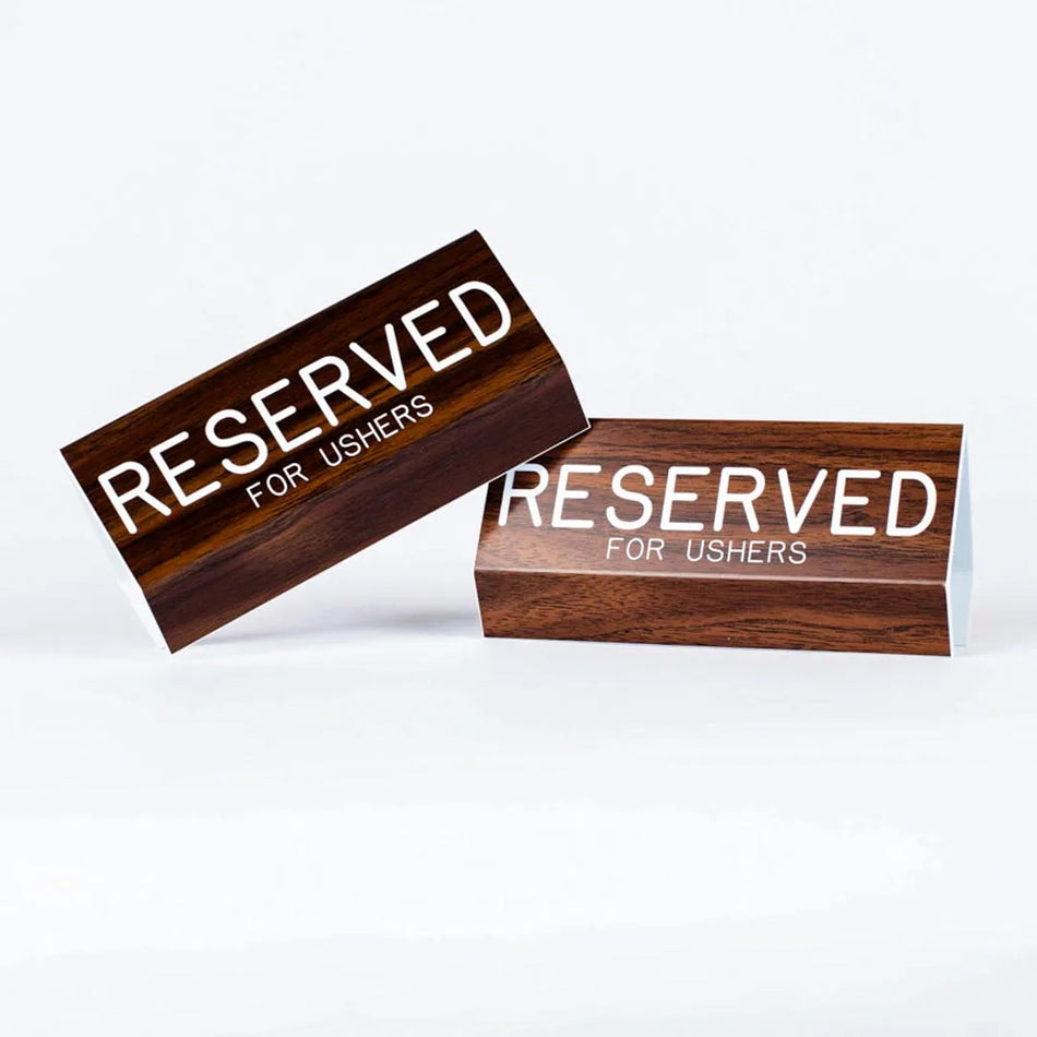 Sign Engraved Pew Reserved For Ushers Walnut 3 X 6