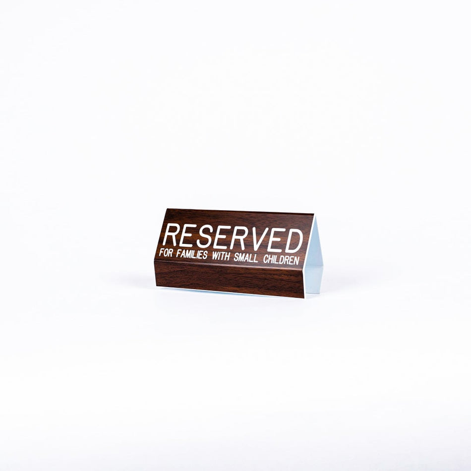 Sign Engraved Reserved For Families w/ Small Child - Walnut by Swanson Christian Products, product view 2