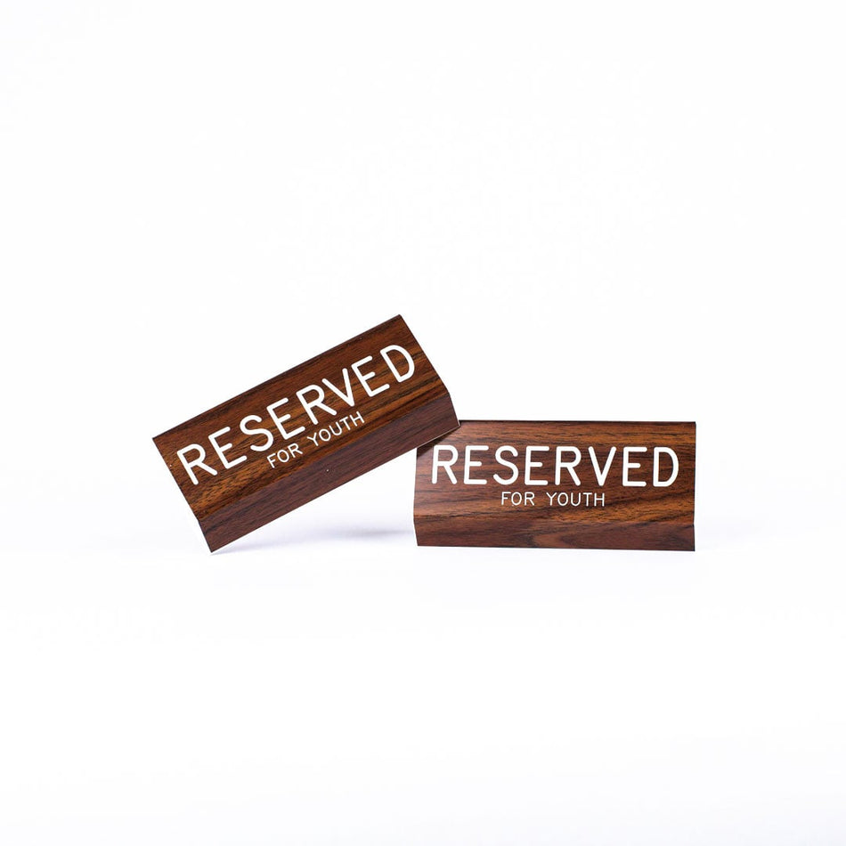 Sign Engraved Pew Reserved For Youth Walnut 3 x 6 by Swanson Christian Products, product view 2