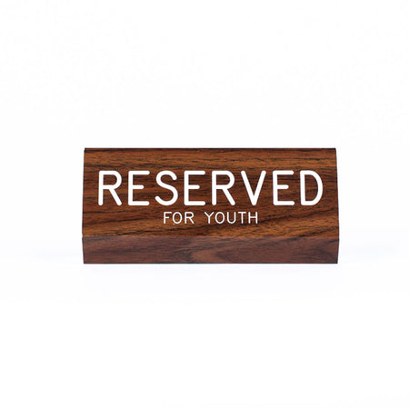 Sign Engraved Pew Reserved For Youth Walnut 3 x 6 by Swanson Christian Products