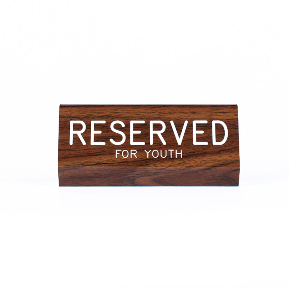 Sign Engraved Pew Reserved For Youth Walnut 3 x 6 by Swanson Christian Products