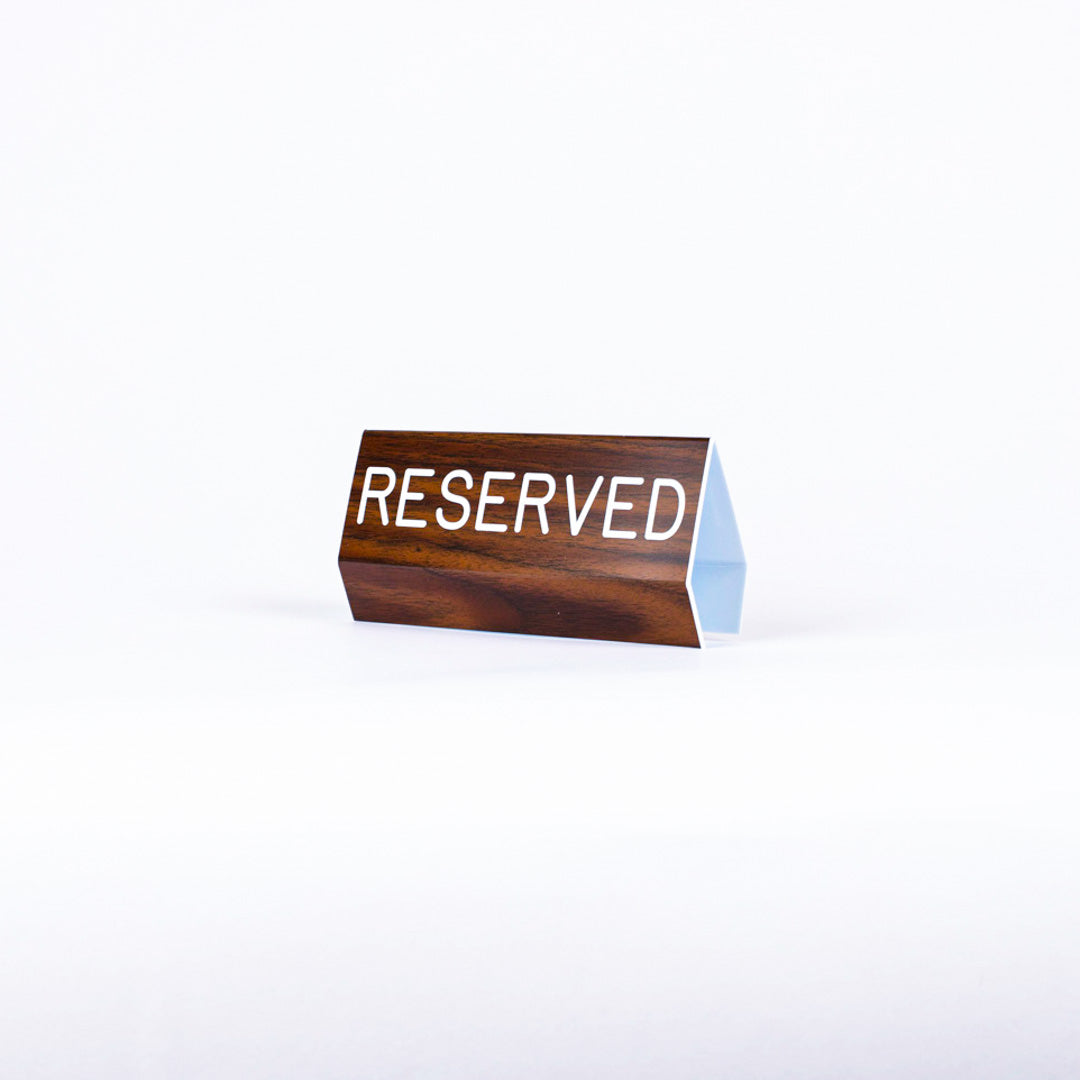 Sign Engraved Pew Reserved Walnut Grain Plastic 3 x 6 by Swanson Christian Products