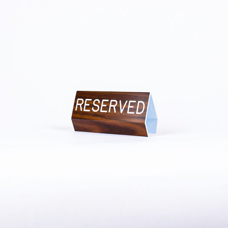 Sign Engraved Pew Reserved Walnut Grain Plastic 3 x 6 by Swanson Christian Products