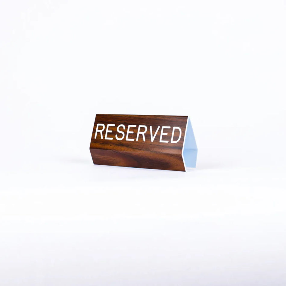 Sign Engraved Pew Reserved Walnut Grain Plastic 3 x 6