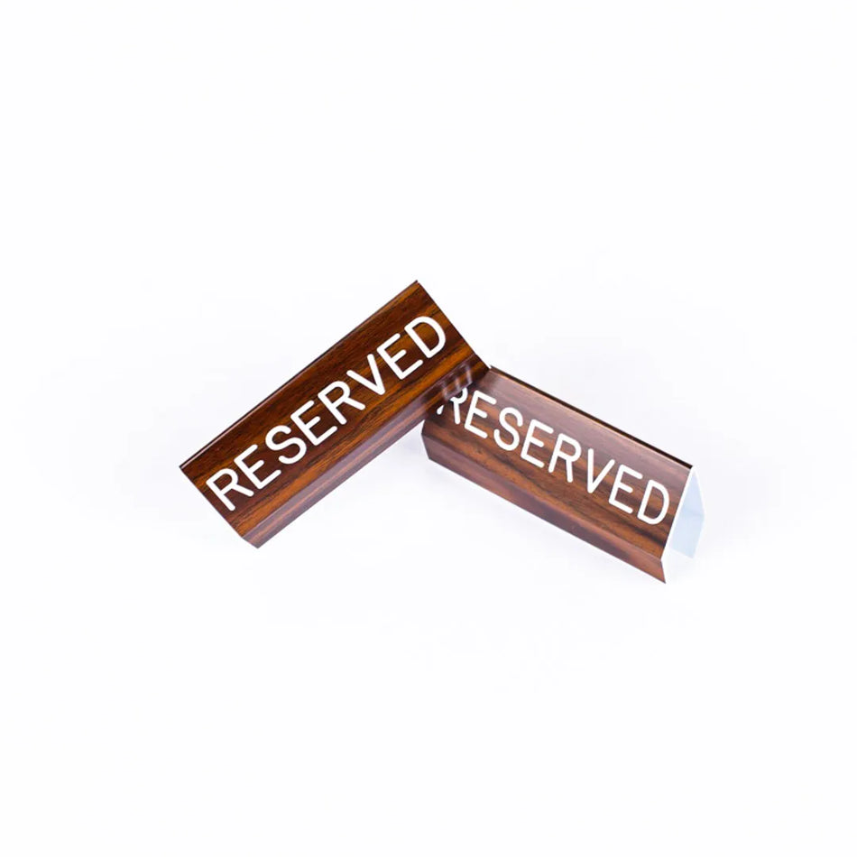 Sign Engraved Pew Reserved Walnut Grain Plastic 3 x 6