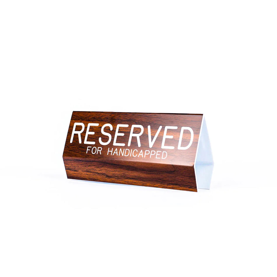 Sign Engraved Pew Reserved For Handicapped Walnut 3 x 6