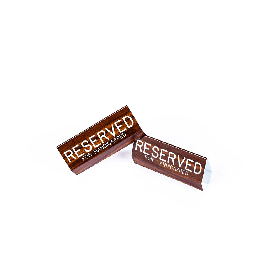 Sign Engraved Pew Reserved For Handicapped Walnut 3 x 6