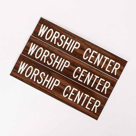SIGN ENGRAVED WORSHIP CENTER ADHESIVE BACK WALNUT