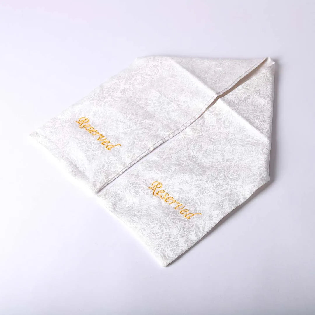 PEW SASH RESERVED WHITE W/GOLD LETTERS
