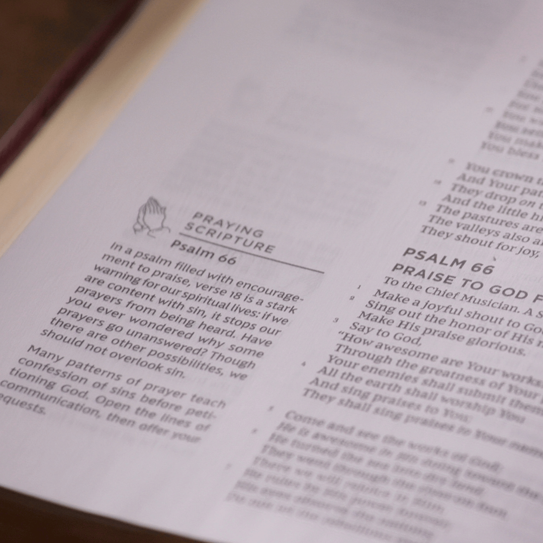 NKJV, The Prayer Bible, Red Letter, Comfort Print – Leathersoft™, Black/Gray by HarperCollins, product view 3