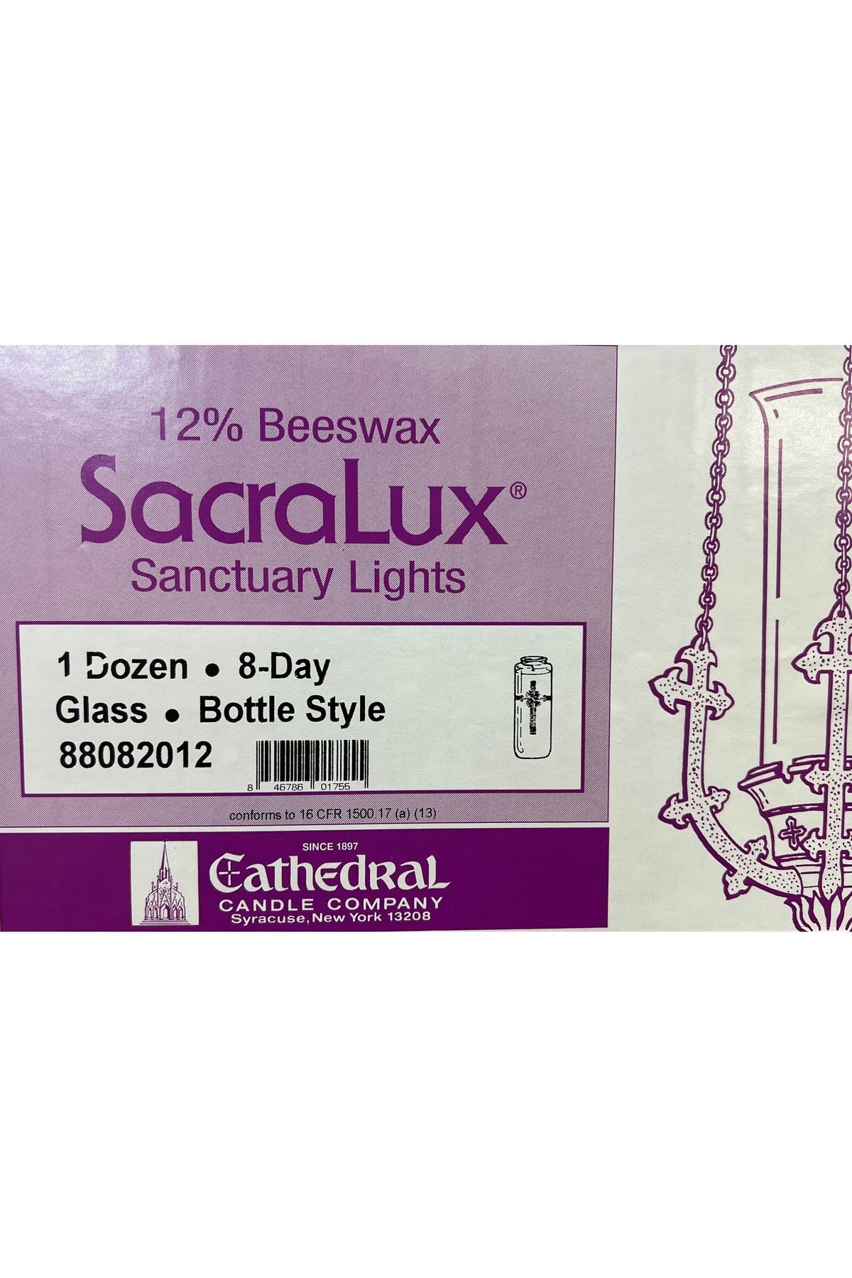 8-Day Glass 12% Beeswax SacraLux by Anchor Christian Distributors, product view 2