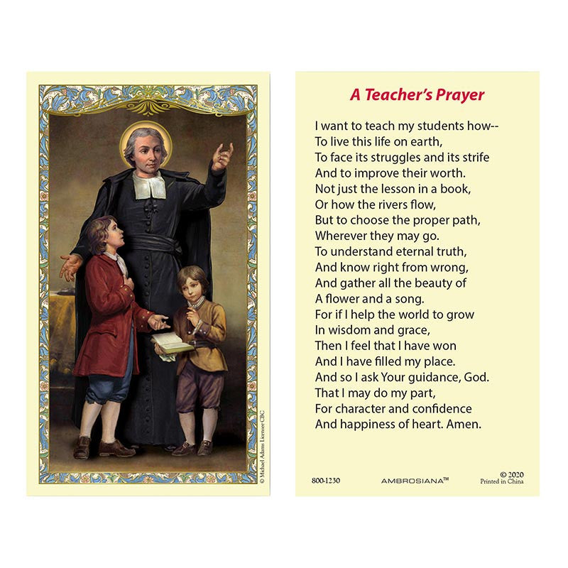 Saint John Baptist de La Salle Laminated Holy Card - 25/p