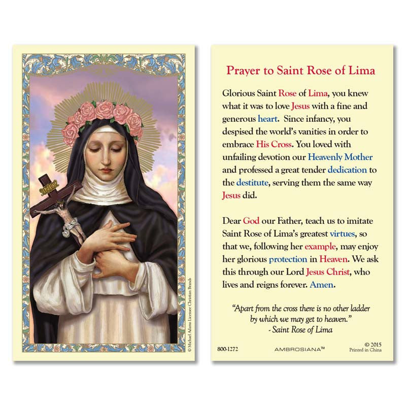 Saint Rose of Lima Laminated Holy Card - 25/pk