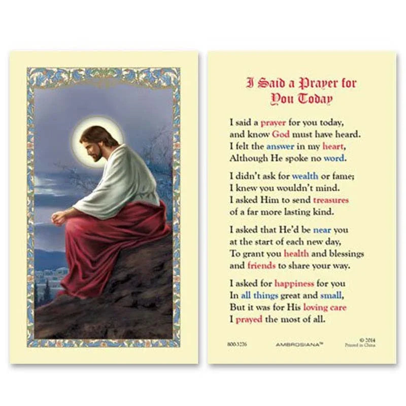 Christ Overlooking Jerusalem Laminated Holy Card | “I Said a Prayer for You Today” – Pack of 25 by Michael Adams