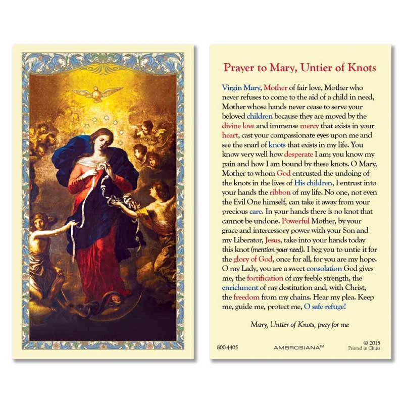 Mary, Untier of Knots Laminated Holy Card - 25/pk