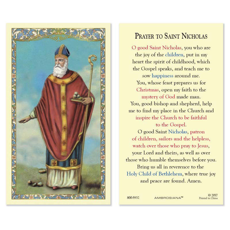 Saint Nicholas Laminated Holy Card - 25/pk (800-5932) ITEM: 800-5932