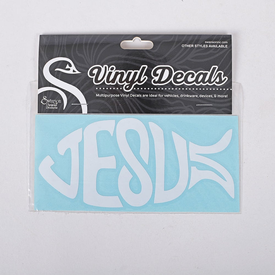 6-Inch White Jesus Fish Vinyl Decal by Swanson Christian Products, product view 2
