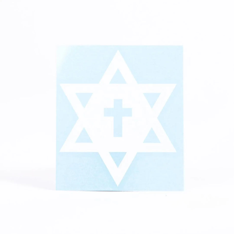 DECAL VINYL STAR OF DAVID CROSS