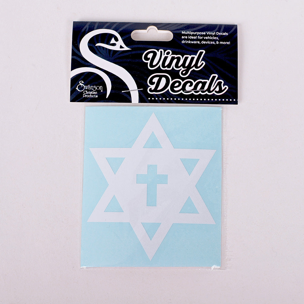 DECAL VINYL STAR OF DAVID CROSS
