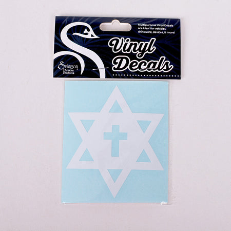 DECAL VINYL STAR OF DAVID CROSS