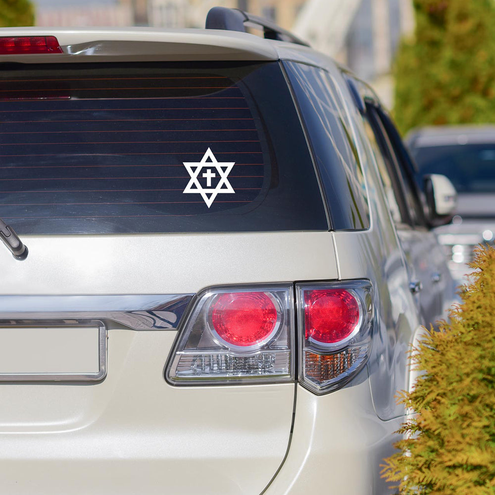 DECAL VINYL STAR OF DAVID CROSS