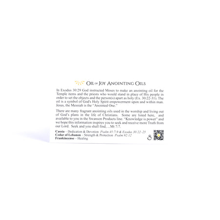 Pocket Card - Oil Of Joy Anointing Oil - Pk50 by Swanson Christian Products