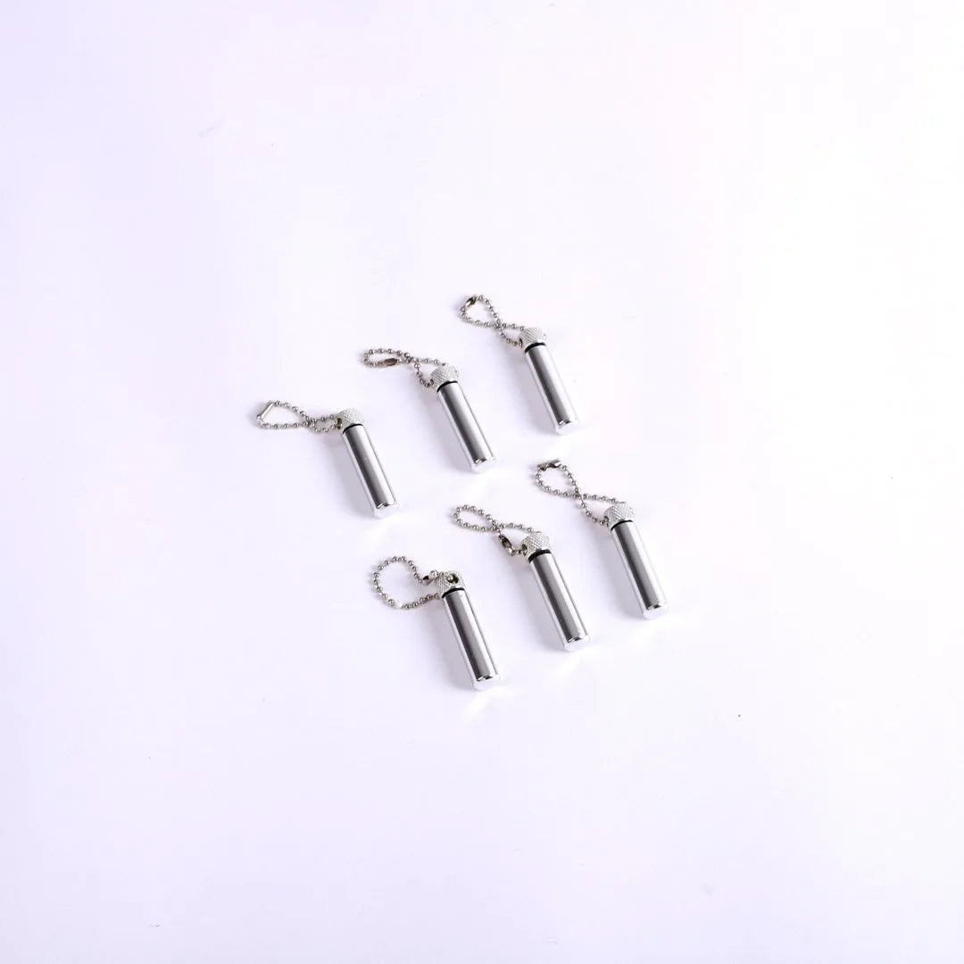 OIL VIAL KEYCHAIN SILVER 1 3/4 INCH PK6