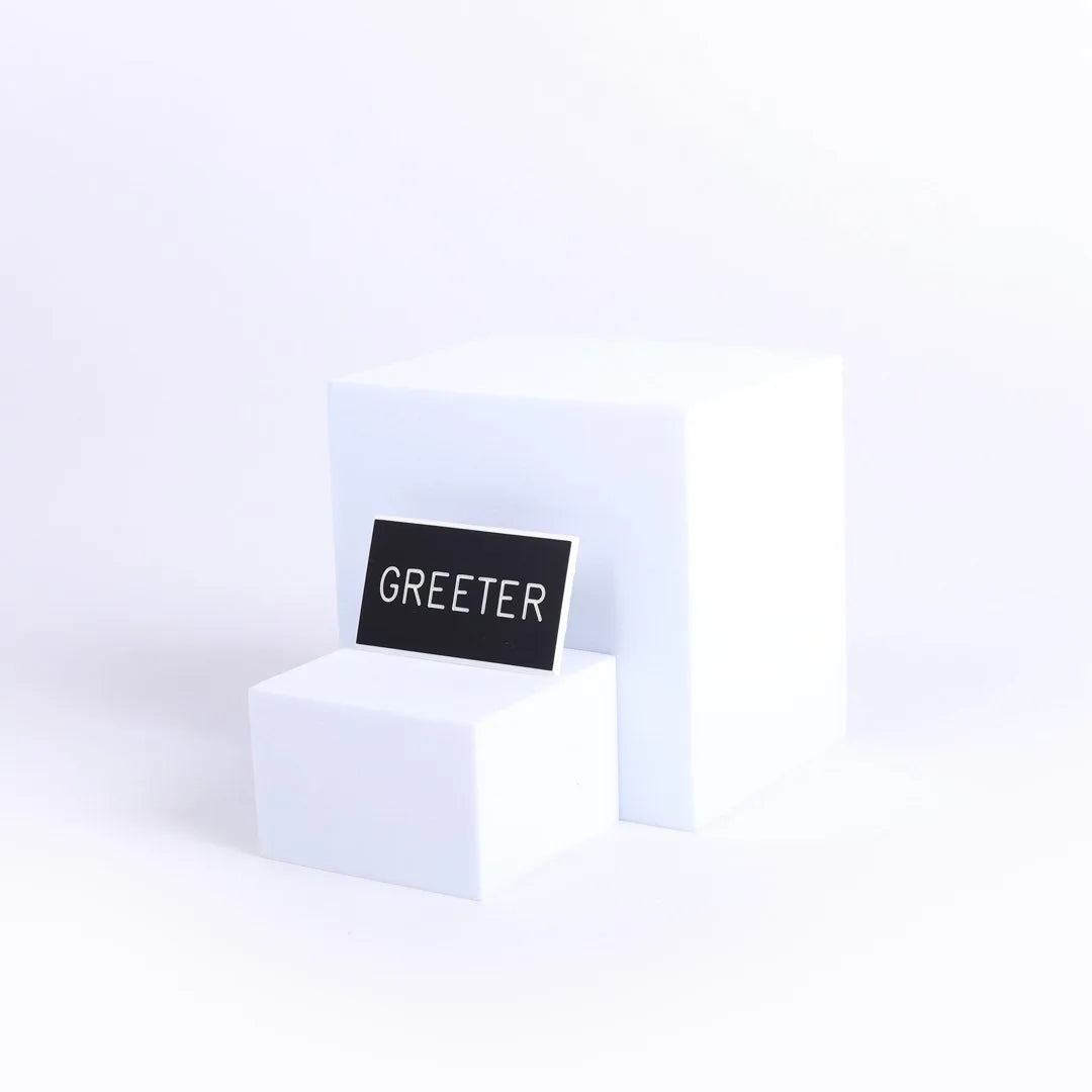 Greeter Tablets Badge Engraved Greeter Black Clip – CFaithS