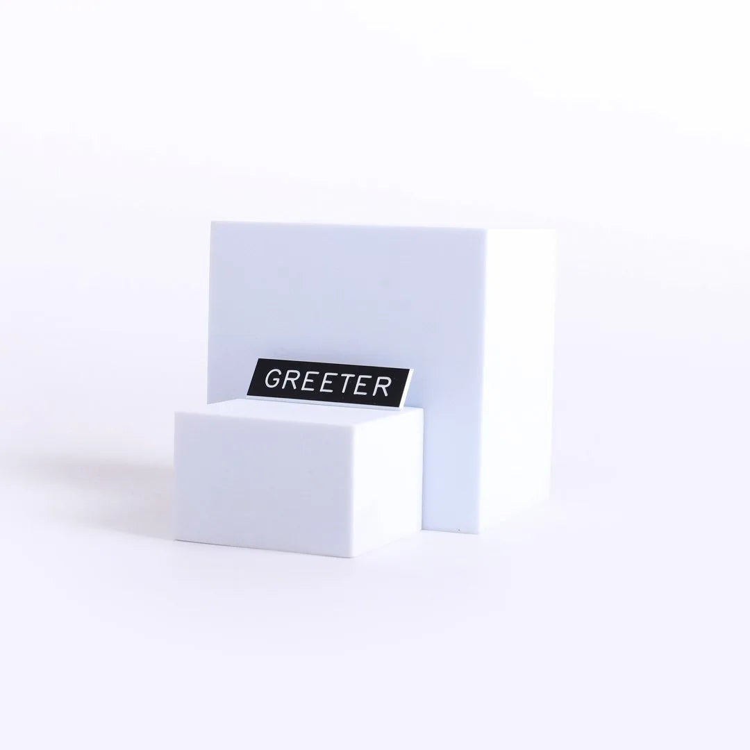 Badge Engraved Greeter Black Pin by Swanson Christian Products
