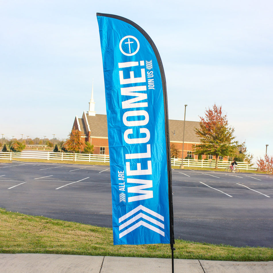 Flag Welcome Blue Pole Kit W Case
