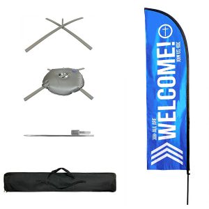 Flag Welcome Blue Pole Kit W Case
