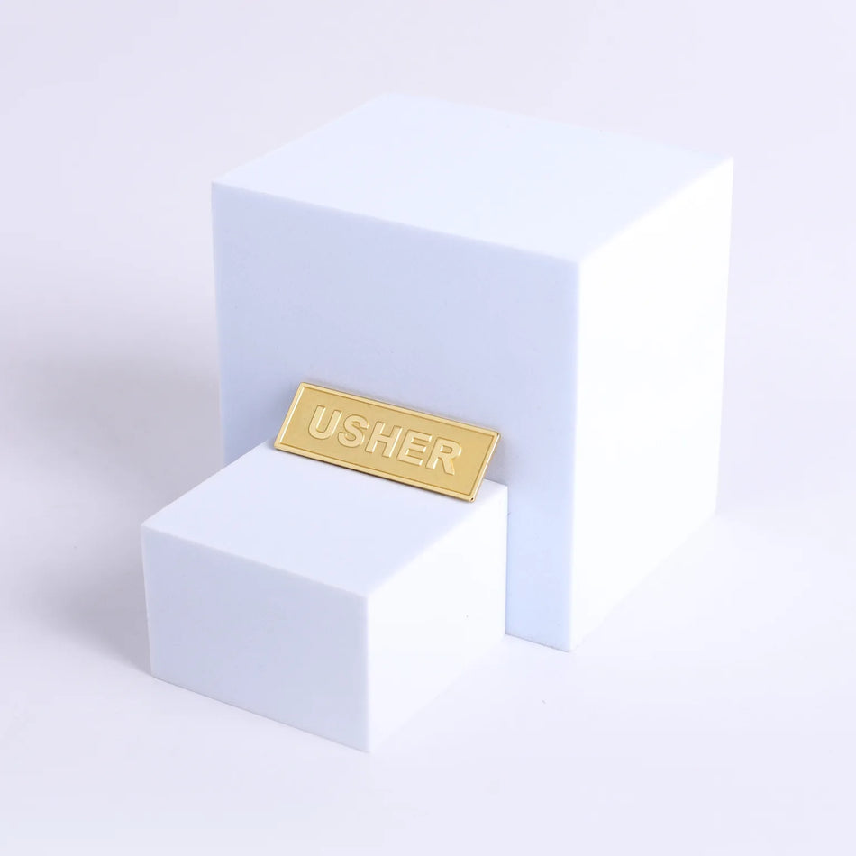Badge Usher Metal Goldtone Pin