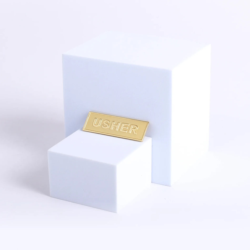 Badge Usher Metal Goldtone Pin