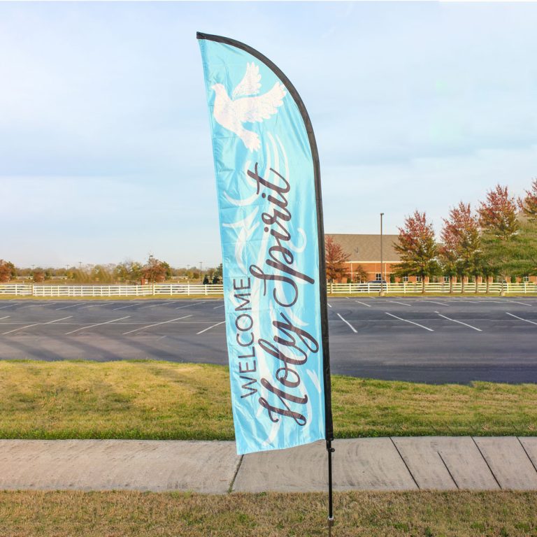 Flag Welcome Holy Spirit Light Blue Pole Kit W Case