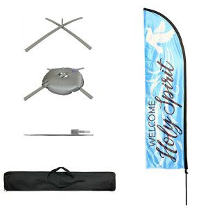 Flag Welcome Holy Spirit Light Blue Pole Kit W Case