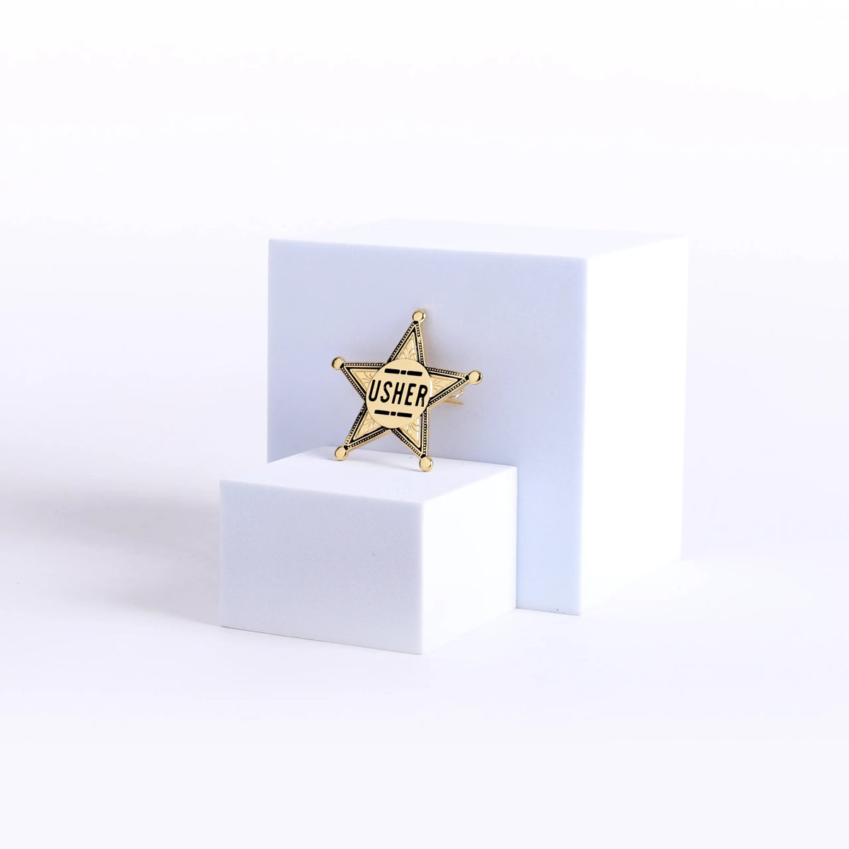 Badge Usher Metal Star Goldtone Pin by Swanson Christian Products, product view 2
