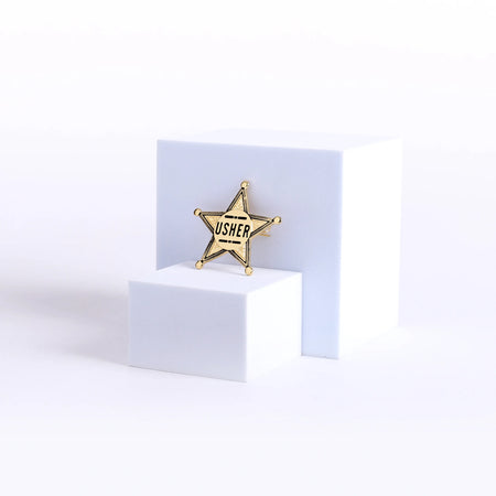 Badge Usher Metal Star Goldtone Pin by Swanson Christian Products, product view 2