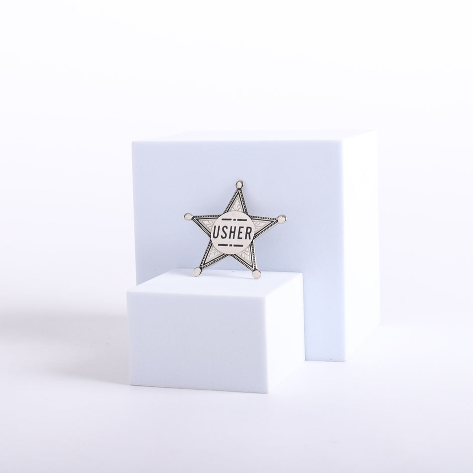 Badge Usher Metal Star Silvertone Magnet