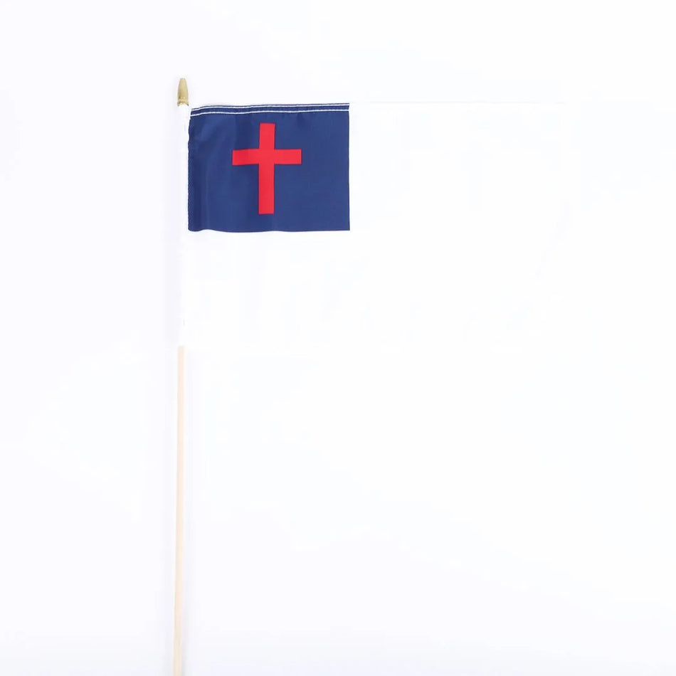 Flag Christian 12Inx18In W/25In Staff Pack of 6