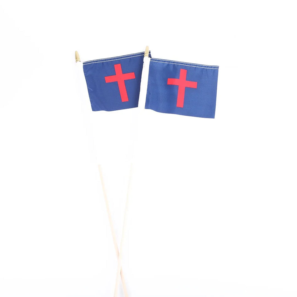 Flag Christian 12Inx18In W/25In Staff Pack of 6