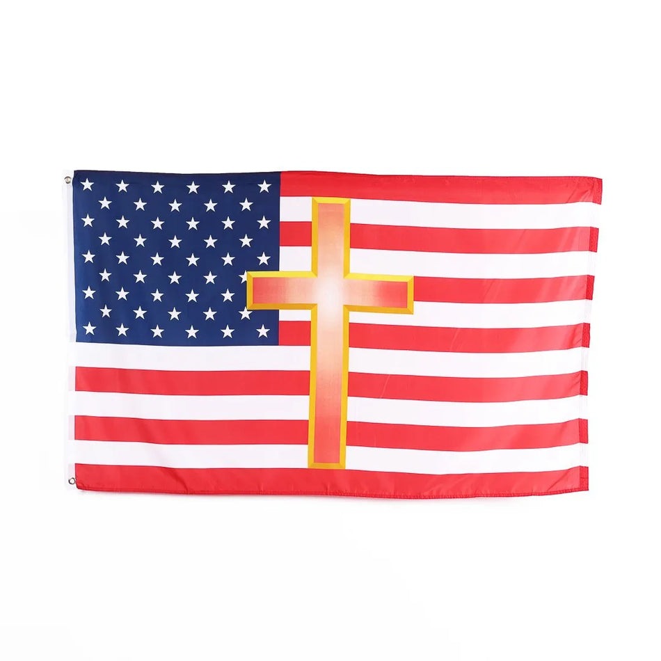 Flag American Gold Cross 3Ft X 5Ft