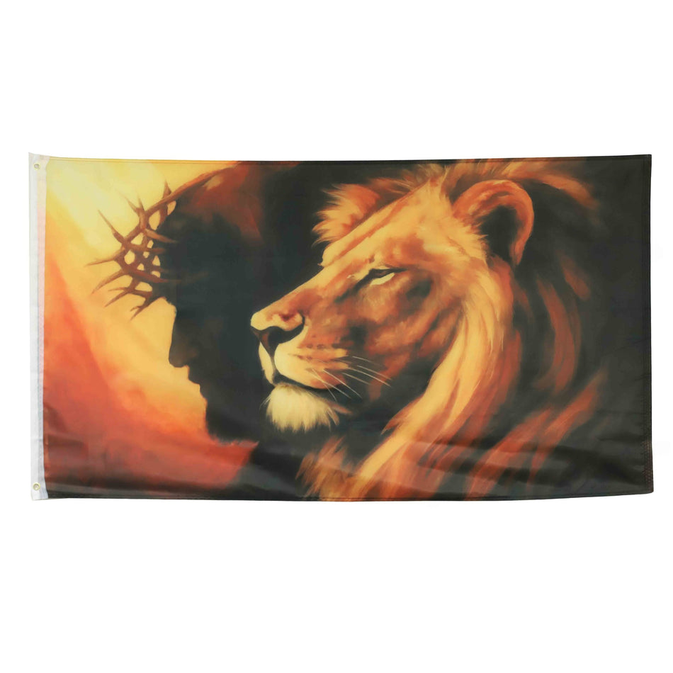 FLAG JESUS AND THE LION 3ft X 5ft