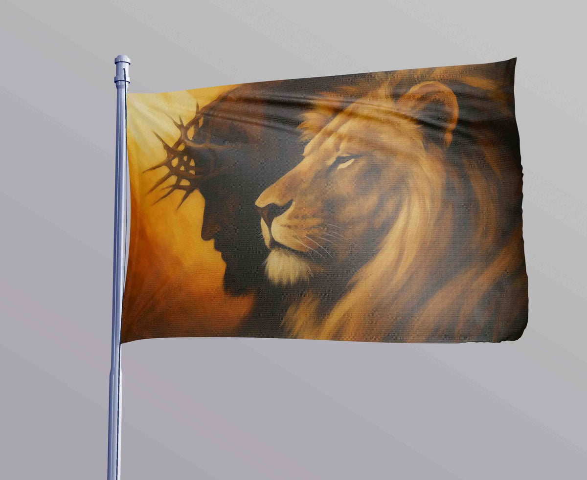 FLAG JESUS AND THE LION 3ft X 5ft