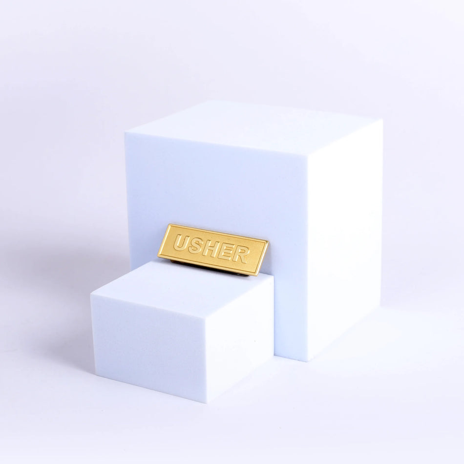 BADGE METAL USHER GOLDTONE MAGNET
