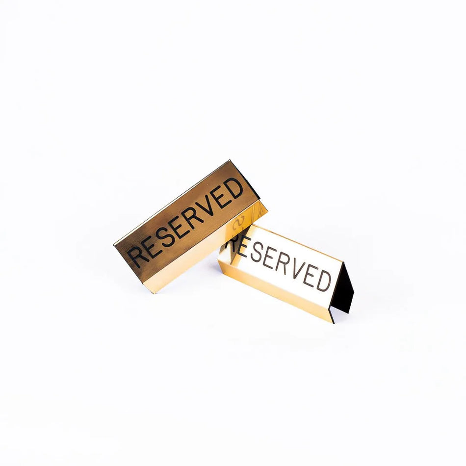Sign Engraved Pew Reserved Gold 3 x 6
