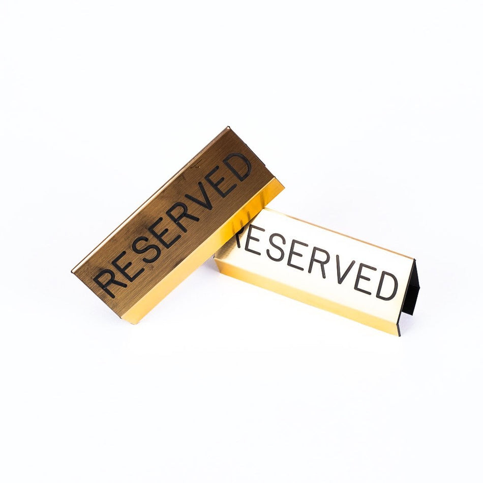 Sign Engraved Pew Reserved Gold 3 x 6 by Swanson Christian Products, product view 2