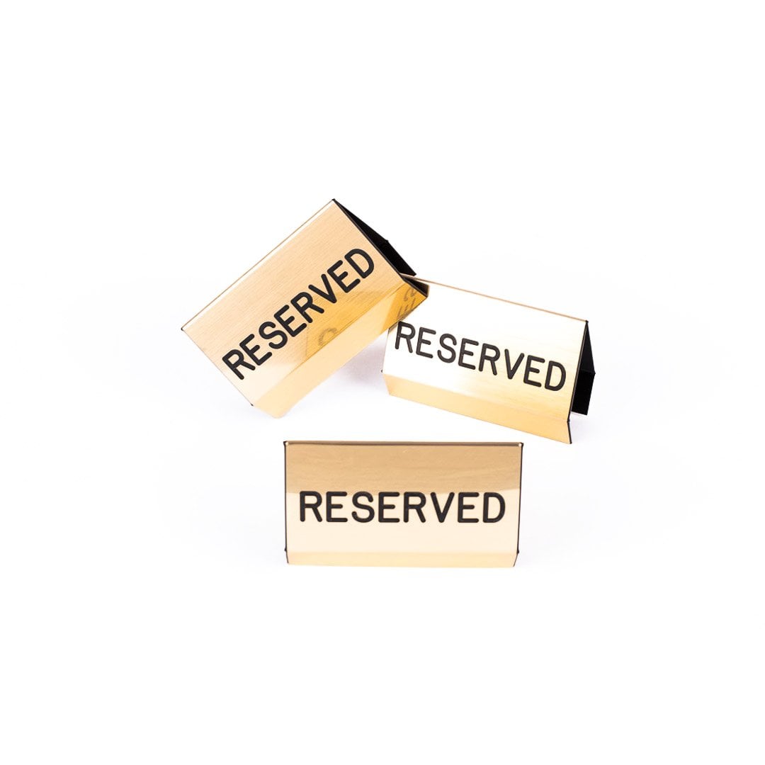 Sign Engraved Pew Reserved Gold 3 x 4 by Swanson Christian Products, product view 2