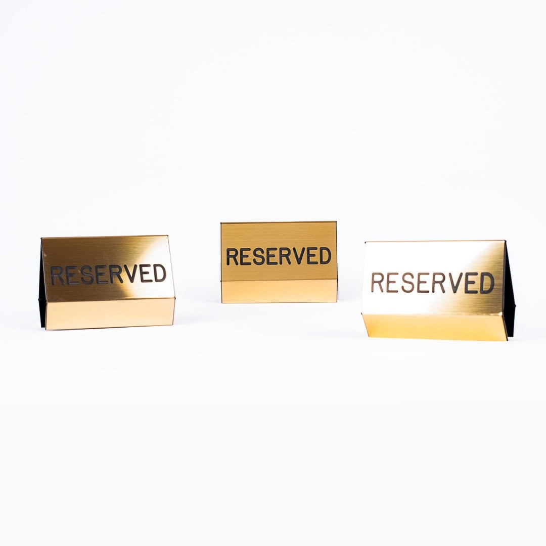 Sign Engraved Pew Reserved Gold 3 x 4 by Swanson Christian Products, product view 3