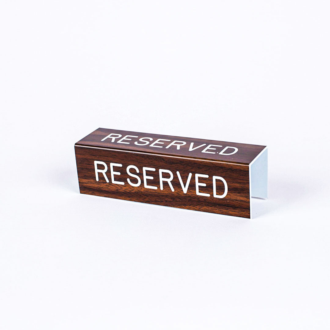 Sign Engraved Pew Reserved 3 Sided Walnut 7 x 2 x 2 by Swanson Christian Products