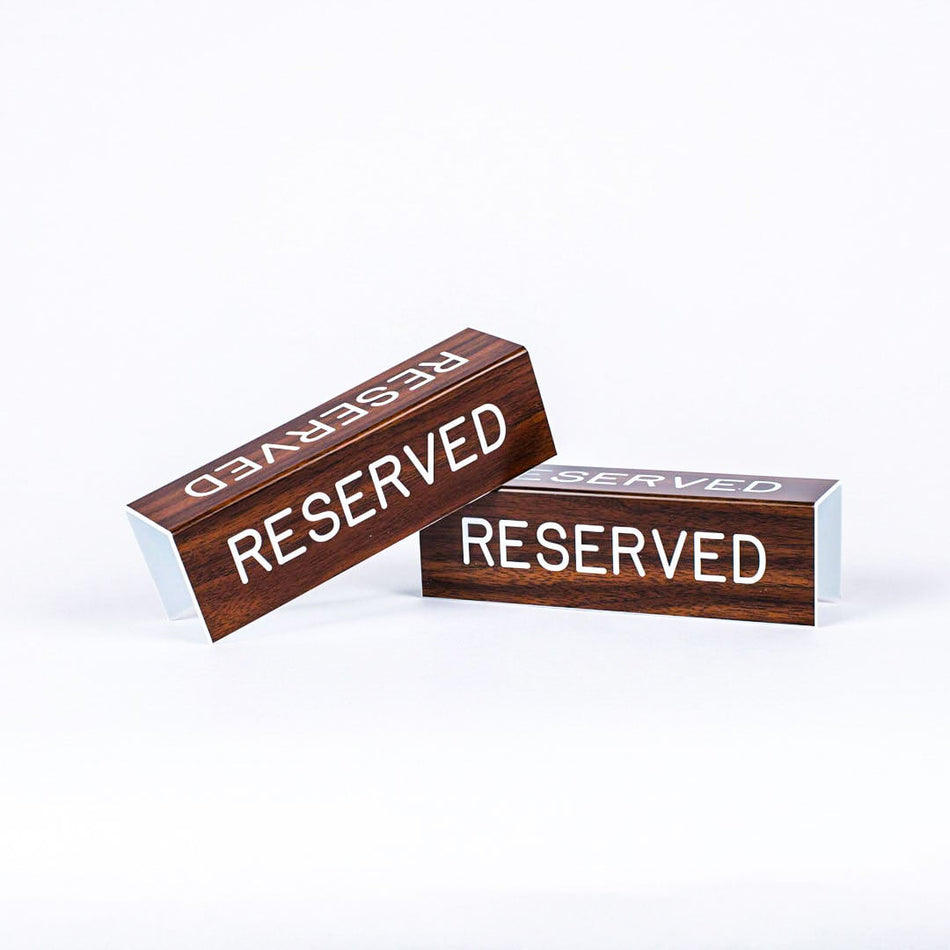 Sign Engraved Pew Reserved 3 Sided Walnut 7 x 2 x 2 by Swanson Christian Products, product view 2